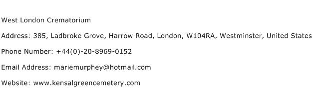 West London Crematorium Address Contact Number