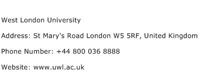 West London University Address Contact Number