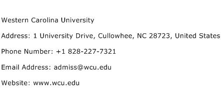 Western Carolina University Address Contact Number
