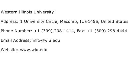 Western Illinois University Address Contact Number