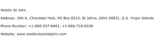 Westin St John Address Contact Number