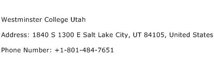 Westminster College Utah Address Contact Number
