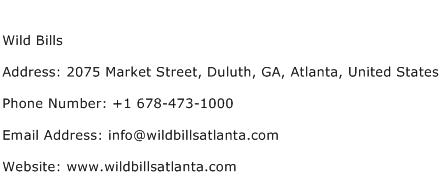Wild Bills Address Contact Number
