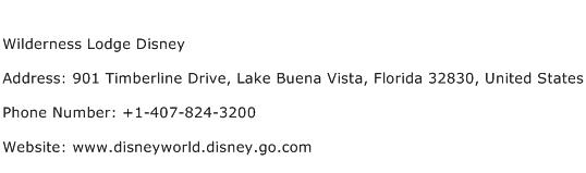 Wilderness Lodge Disney Address Contact Number