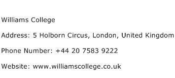 Williams College Address Contact Number