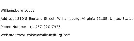 Williamsburg Lodge Address Contact Number