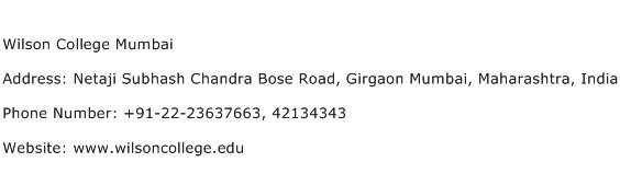 Wilson College Mumbai Address Contact Number
