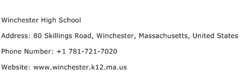 Winchester High School Address Contact Number