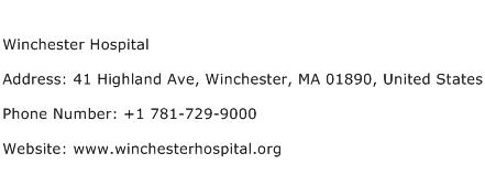 Winchester Hospital Address Contact Number
