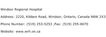 Windsor Regional Hospital Address Contact Number