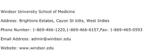 Windsor University School of Medicine Address Contact Number