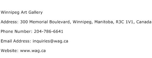 Winnipeg Art Gallery Address Contact Number