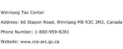 Winnipeg Tax Center Address Contact Number