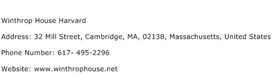 Winthrop House Harvard Address Contact Number