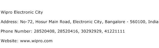 Wipro Electronic City Address Contact Number