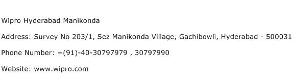 Wipro Hyderabad Manikonda Address Contact Number