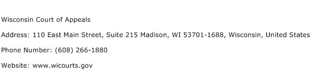 Wisconsin Court of Appeals Address Contact Number
