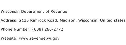 Wisconsin Department of Revenue Address Contact Number