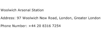 Woolwich Arsenal Station Address Contact Number