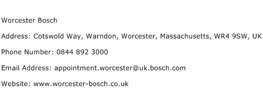Worcester Bosch Address Contact Number