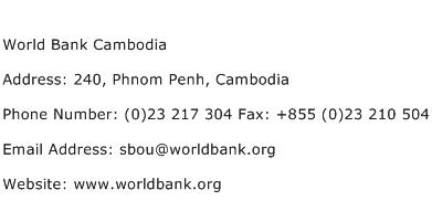 World Bank Cambodia Address Contact Number