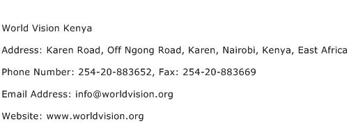 World Vision Kenya Address Contact Number