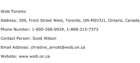 Wsib Toronto Address Contact Number