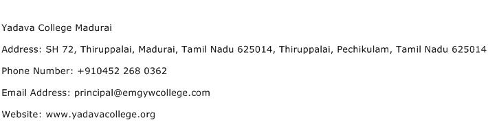 Yadava College Madurai Address Contact Number