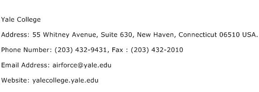 Yale College Address Contact Number