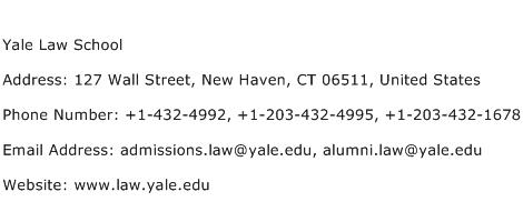 Yale Law School Address Contact Number