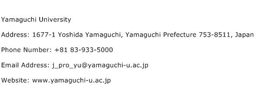 Yamaguchi University Address Contact Number