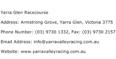 Yarra Glen Racecourse Address Contact Number