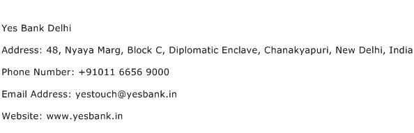 Yes Bank Delhi Address Contact Number