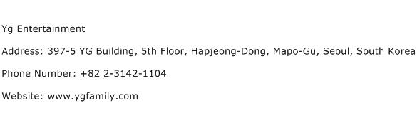 Yg Entertainment Address Contact Number