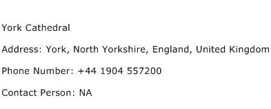 York Cathedral Address Contact Number