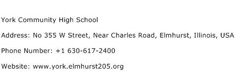 York Community High School Address Contact Number