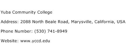 Yuba Community College Address Contact Number