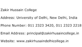 Zakir Hussain College Address Contact Number