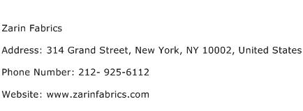 Zarin Fabrics Address Contact Number