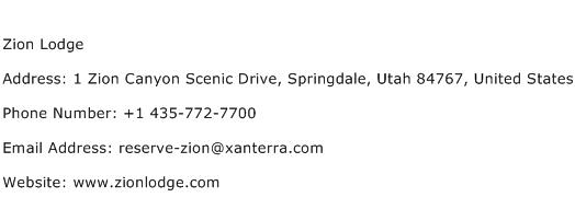 Zion Lodge Address Contact Number