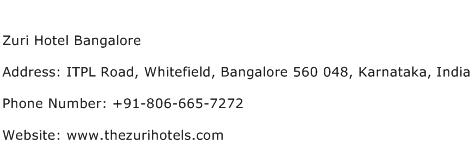 Zuri Hotel Bangalore Address Contact Number