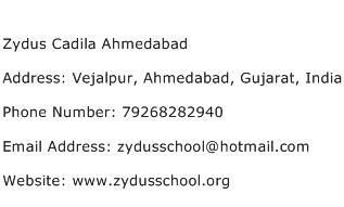 Zydus Cadila Ahmedabad Address Contact Number