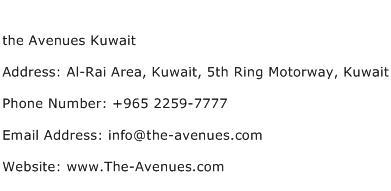 the Avenues Kuwait Address Contact Number