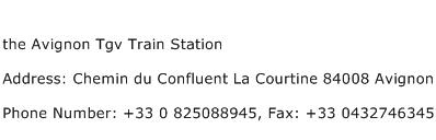 the Avignon Tgv Train Station Address Contact Number