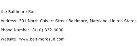 the Baltimore Sun Address Contact Number