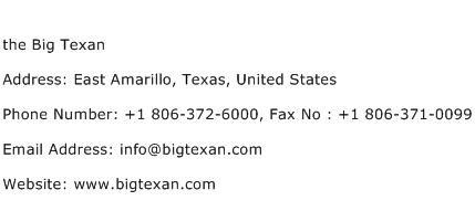 the Big Texan Address Contact Number