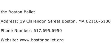 the Boston Ballet Address Contact Number