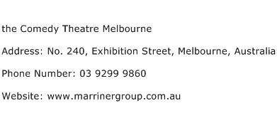 the Comedy Theatre Melbourne Address Contact Number