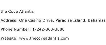 the Cove Atlantis Address Contact Number