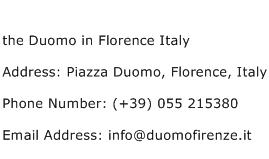 the Duomo in Florence Italy Address Contact Number